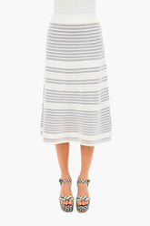 French Cream Striped Knit Skirt